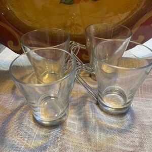 Vintage Vitrosax Italian Bormioli Espresso Glass Coffee Mug Set of 4